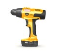 Cordless screwdriver on white background.