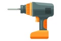 cordless yellow drill for making holes. construction tool.