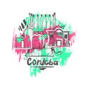 Cordoba abstract art color drawing. Ise sketch vector illustration Royalty Free Stock Photo