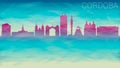 Cordoba Argentina City Skyline Vector Silhouette. Broken Glass Abstract Geometric Dynamic Textured. Banner Background. Colorful Sh