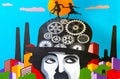 Argentina Cordoba mural representing Charlie Chaplin and the movie Modern Times Royalty Free Stock Photo