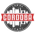 Cordoba Argentina Round Travel Stamp. Icon Skyline City Design. Seal Tourism Badge illustration.