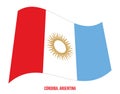 Cordoba Flag Waving Vector Illustration on White Background. Flag of Argentina Provinces Royalty Free Stock Photo
