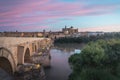 Cordoba skyline at sunrise with Old Roman Bridge and Mosque Cathedral - Cordoba, Andalusia, Spain Royalty Free Stock Photo