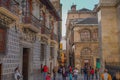 Cordoba, Spain - January 9, 2020: Street View. Tourists on a city street, Andalusia