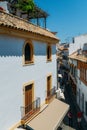 High perspective of narrow streets of the Jewish Quarter as part of Cordoba`s historic center, which was declared a