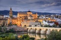 Cordoba, Spain at the Roman Bridge and Town Skyline