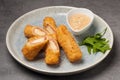 Cordon bleu appetizer with cheese and deep-fried ham