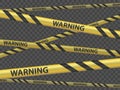 Cordon tape with the word warning. Vector template