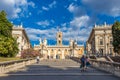 Cordonata Capitolina and Dioscuri statues in the entrance to Capitoline Hill Royalty Free Stock Photo