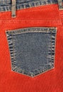 Corduroy clothing with denim pocket Royalty Free Stock Photo