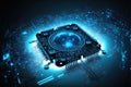 Core of artificial intelligence, processor and magic light inside machine, generative AI Royalty Free Stock Photo