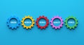 Core business values or concepts written in cogwheels on blue background Royalty Free Stock Photo