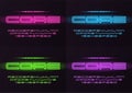 Core glowing vector neon futuristic font, typeface, alphabet, le
