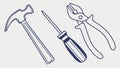 Core Hand Tools: Claw Hammer, Screwdriver, and Pliers Vector, vector design Generative AI Royalty Free Stock Photo