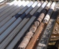 Core samples from the well. Core drilling for sampling