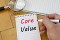 Core value text concept on notebook Royalty Free Stock Photo