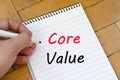 Core value text concept on notebook Royalty Free Stock Photo