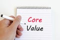 Core value text concept on notebook Royalty Free Stock Photo