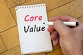 Core value text concept on notebook Royalty Free Stock Photo