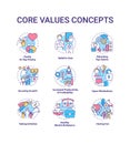 Core values concept icons set Royalty Free Stock Photo