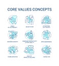 Core values concept icons set Royalty Free Stock Photo