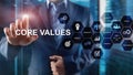 Core values concept on virtual screen. Business and finance solutions Royalty Free Stock Photo