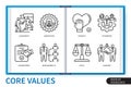 Core values infographics linear elements set