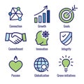 Core Values Outline / Line Icon Conveying Integrity - Purpose