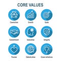 Core Values Outline or Line Icon Conveying Integrity & Purpose Royalty Free Stock Photo