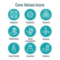 Core Values Outline or Line Icon Conveying Integrity & Purpose Royalty Free Stock Photo