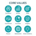 Core Values Outline / Line Icon Conveying Integrity - Purpose