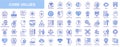 Core values web icons set in blue line design. Pack of charity, empathy, passion, social responsibility, vision, leadership, Royalty Free Stock Photo