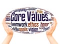 Core values word cloud hand sphere concept Royalty Free Stock Photo