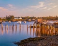 Corea Harbor glows in the last light of the day in Maine , USA Royalty Free Stock Photo