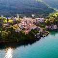 Corenno Plinio - Lake Como IT - Aerial view of the village Royalty Free Stock Photo
