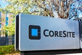 Coresite sign and logo at a location in Silicon Valley. CoreSite Realty Corporation invests in carrier-neutral data centers and