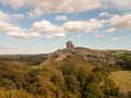 corfe castle dorset holiday skyline blue clouds nature landscape Royalty Free Stock Photo