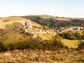 corfe castle dorset holiday skyline blue clouds nature landscape Royalty Free Stock Photo