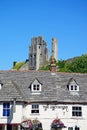 Corfe Castle and Greyhound Pub.