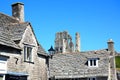 Corfe castle and village buildings.