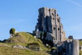 View of Corfe Castle ruins in Corfe, Dorset on September 21, 2022