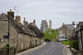 Corfe village main street with castle in background