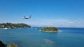 corflu pontikonisi small island boats ariplanes swimming girl greece