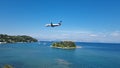 corflu pontikonisi small island boats ariplanes swimming girl greece