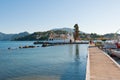 CORFU-AUGUST 22: Chalikiopoulou Lagoon with Vlacheraina monastery on August 22,2014 on the island of Corfu, Greece.