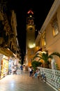 CORFU-AUGUST 27: The Saint Spyridon Church at night on August 27,2014 on Corfu island, Greece. Royalty Free Stock Photo