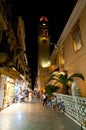 CORFU-AUGUST 27: The Saint Spyridon Church at night on August 27,2014 on island of Corfu, Greece. Royalty Free Stock Photo