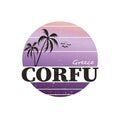 Corfu badge. logo. Multicolored Crete rounded sign