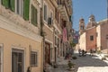 shabby walls and hanging electrical cables are typical of the greek capital of corfu